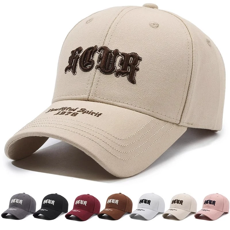 防晒帽子女春秋季字母刺绣鸭舌帽男棒球帽硬顶户外运动爬山遮阳帽