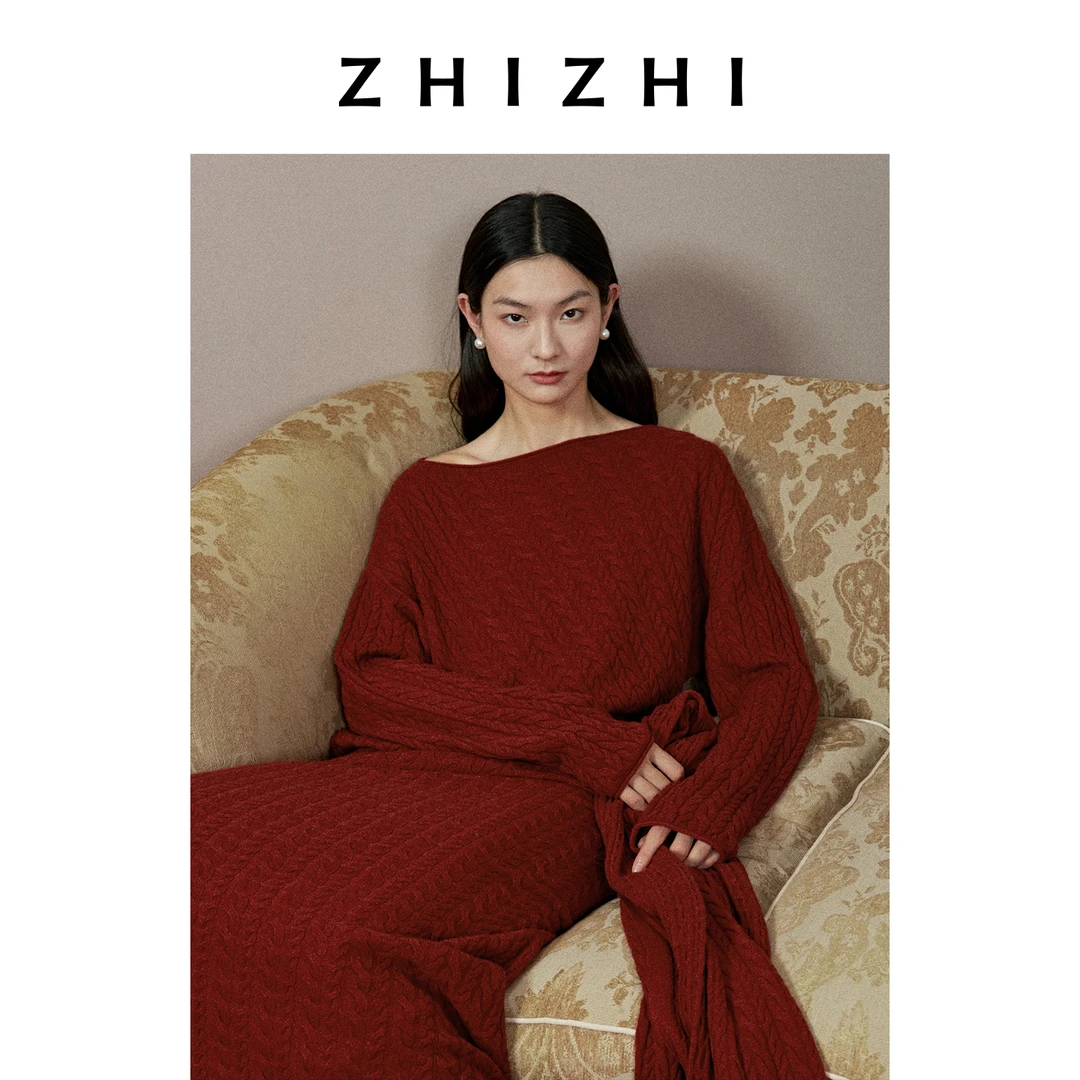 致知 戛金钗 羊绒绞花套头毛衫国风针织毛衫上衣ZZ2EWKZN132