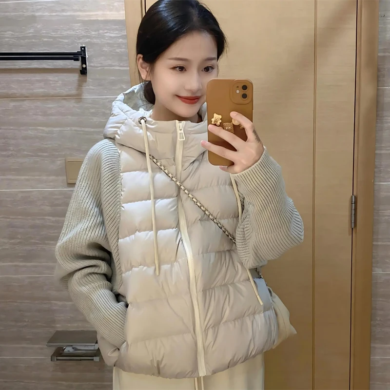 2025新款洋气设计感针织拼接短外套时髦显瘦假两件上衣