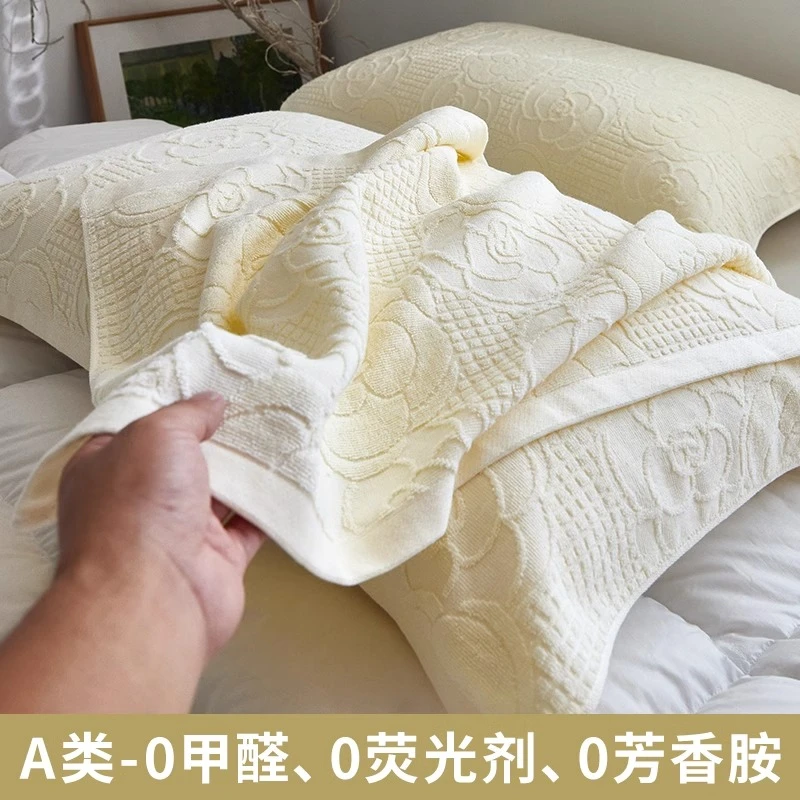 A类吸汗透气纯棉枕巾防污防汗全棉枕头毛巾成人家用盖巾2025新款