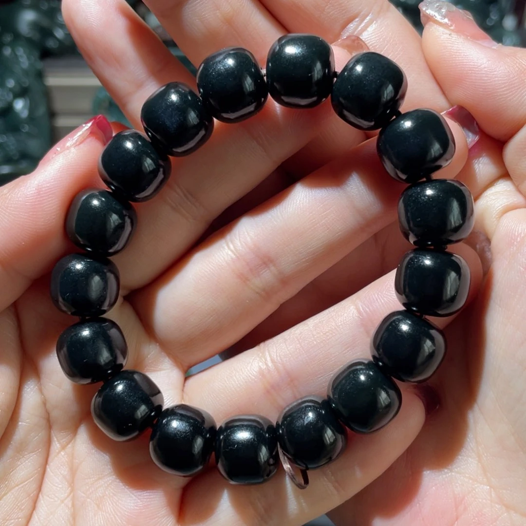 和田玉（青玉）手串未镶嵌咖***豆
