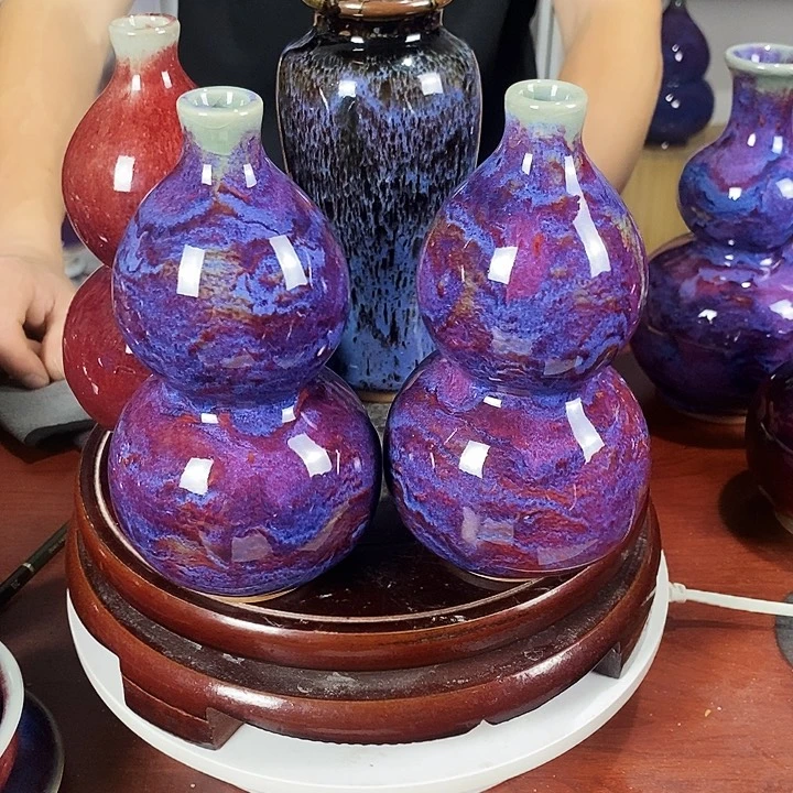 摆件用****4尚峰钧窑作品葫芦瓶