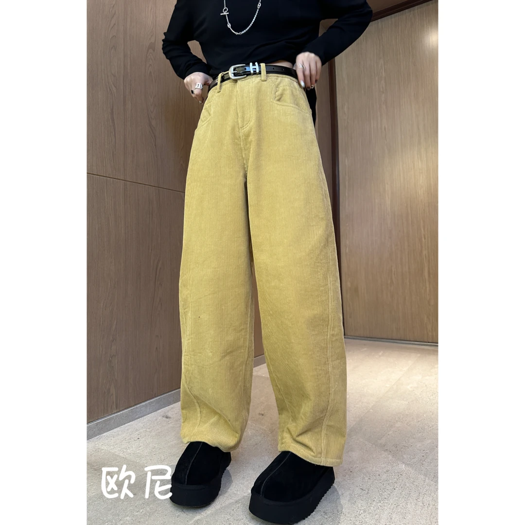 【日落格调】秋冬灯芯绒加绒加厚直筒休闲裤2312A1948