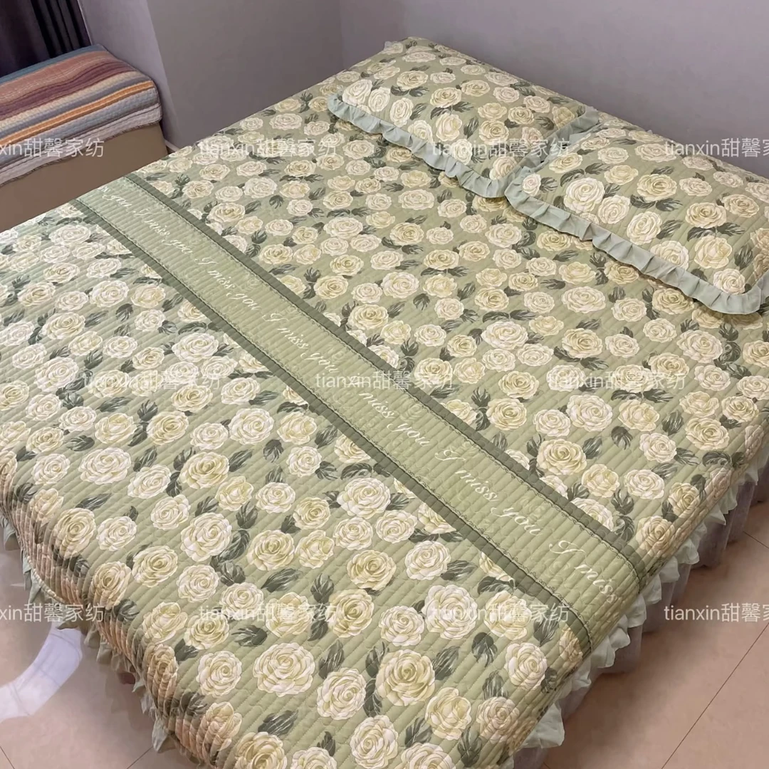 2025云朵棉新品四季床盖三件套带花边不滑床可机洗榻榻米
