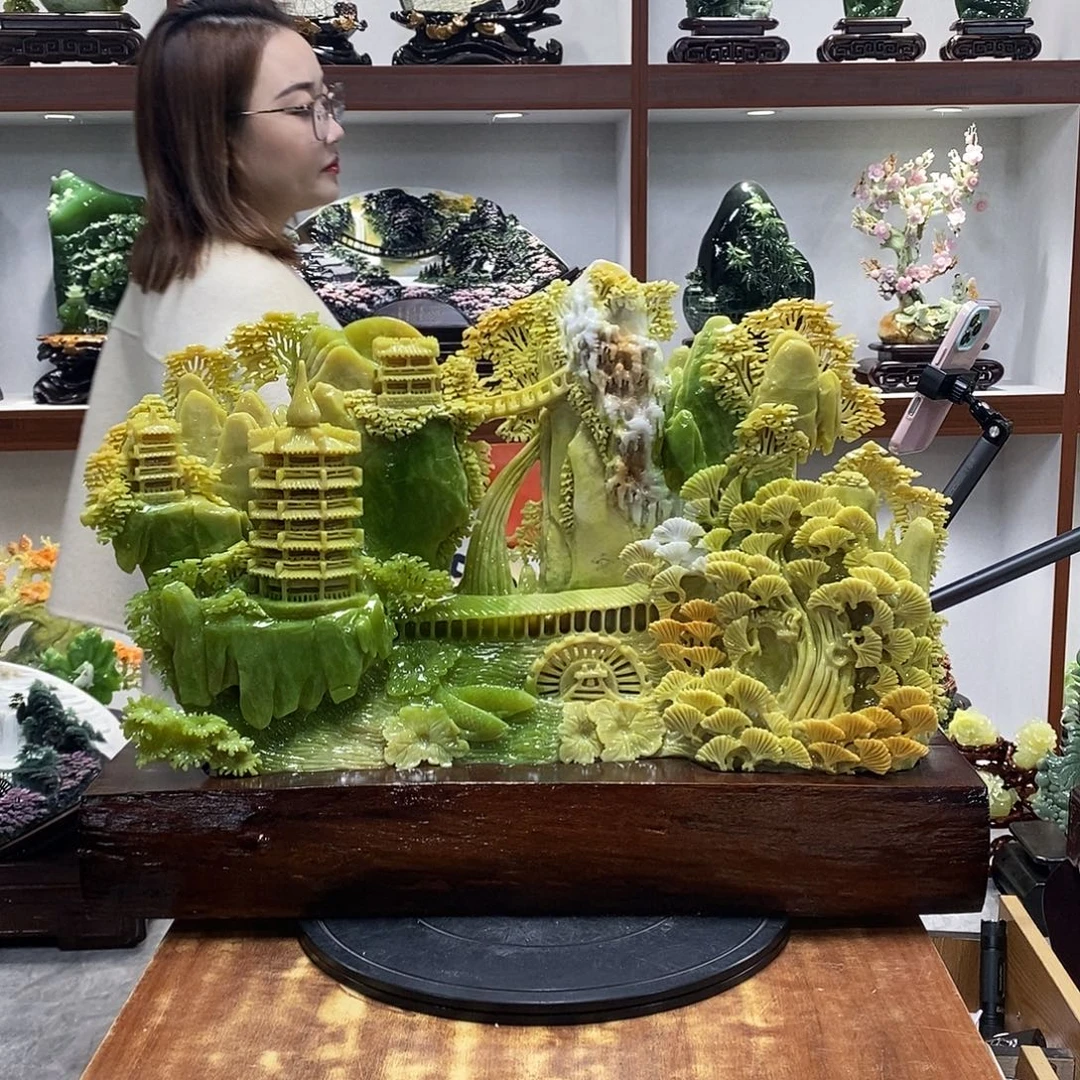 c***）玉山水摆件 玄关摆件