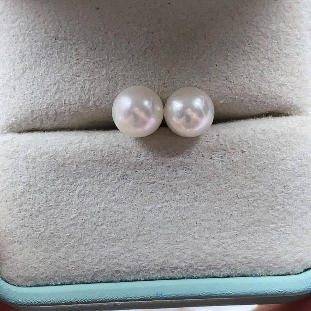 海水珍珠银S925镶嵌耳饰