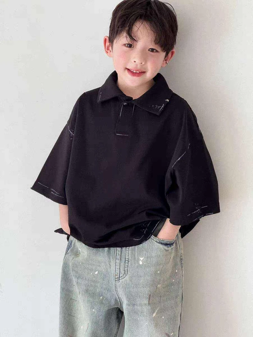 D潮童个性POLOT恤（直播间同款）儿童休闲百搭洋气帅气韩版宽松