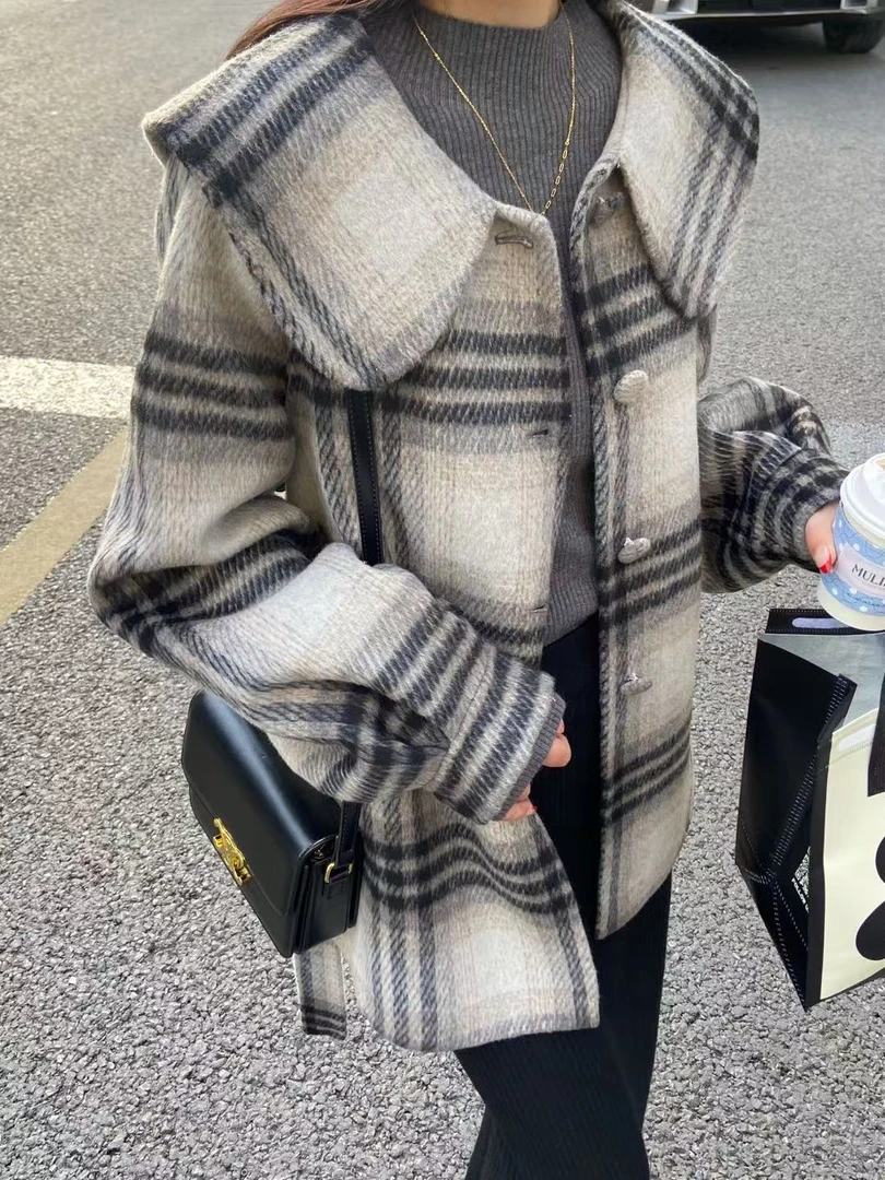 双面毛呢外套显瘦气质长袖网红洋气时时尚中长款找到编码拍下价格