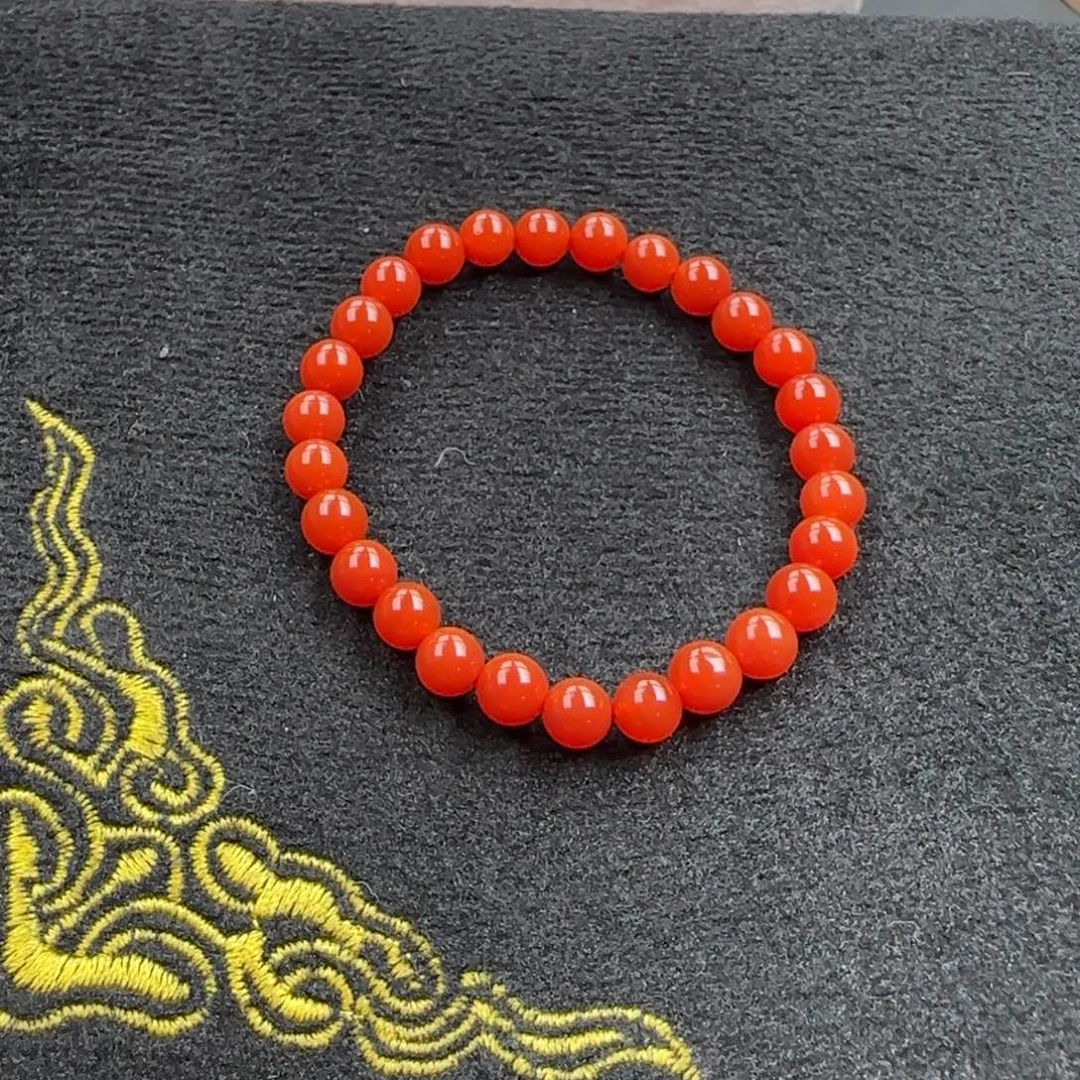 南红玛瑙未镶嵌7mm辣椒红单圈