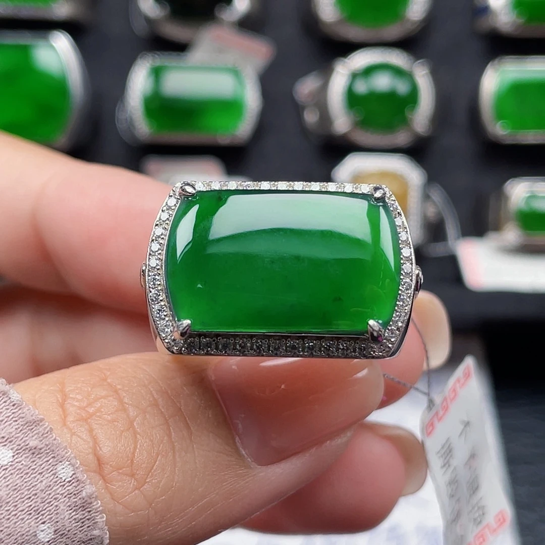 翡翠戒指银S925镶嵌天然a货翡翠没运费险2251