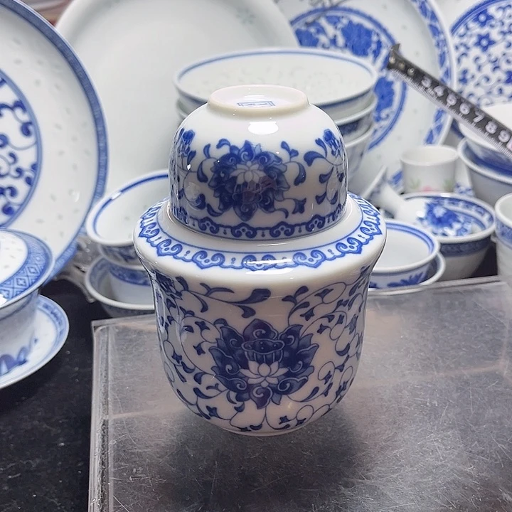 碗青花温酒壶三件套