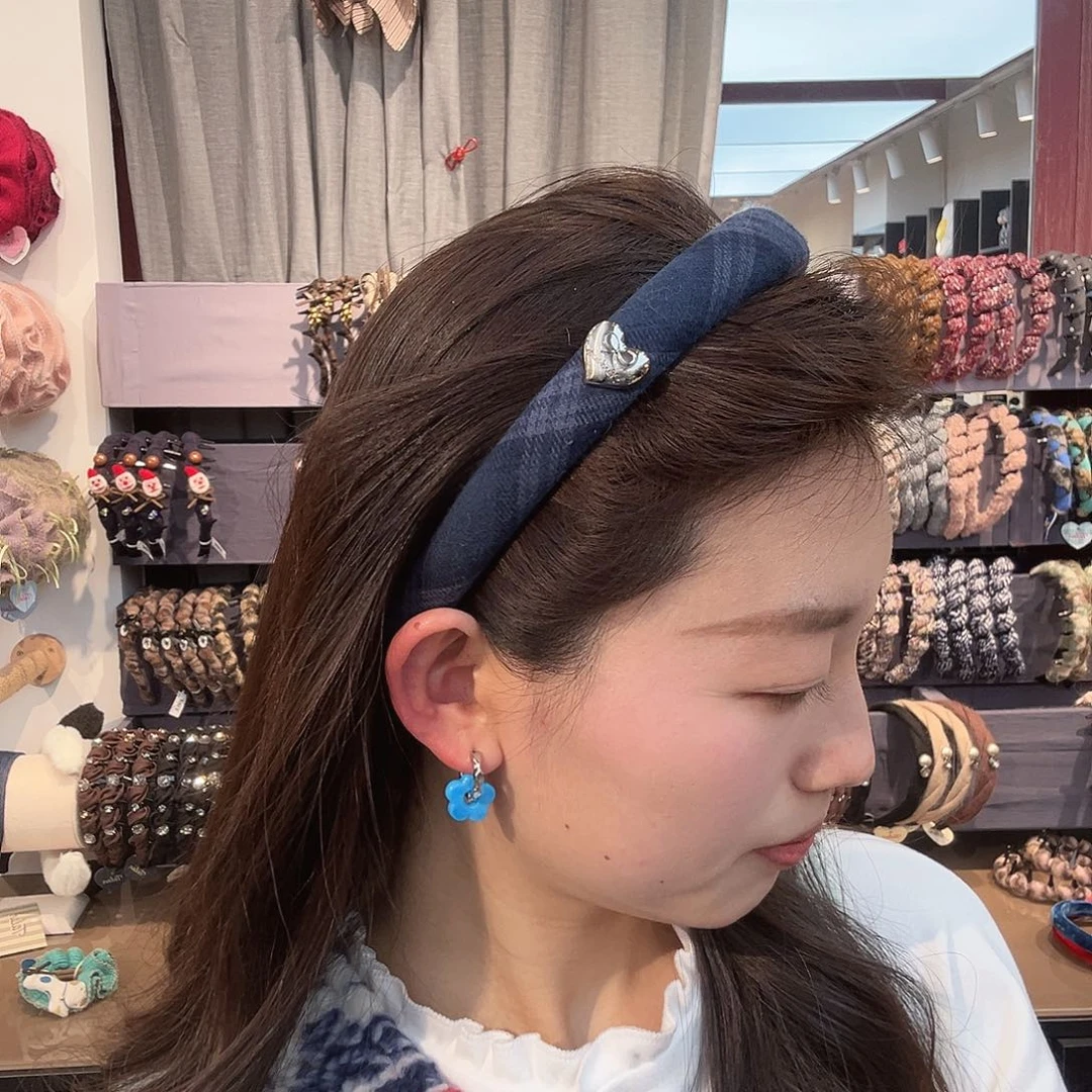 布艺铁合金蓝格子发箍