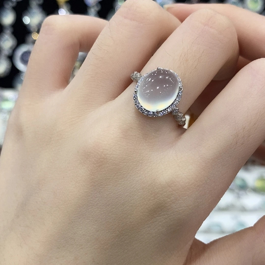 蛇纹石玉银S925镶嵌戒指