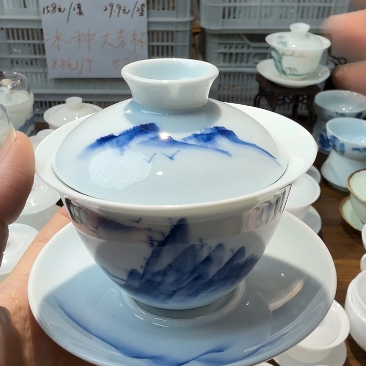 微瑕老物件影青系列三才山水