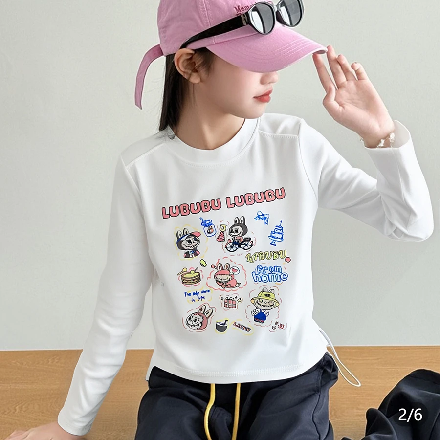 长袖立体装饰修身吸汗女宽松T恤卫衣百搭印花休闲