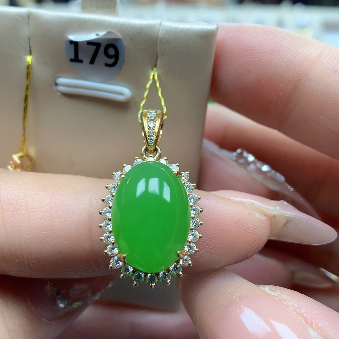 和田玉颈饰18K金镶嵌1014