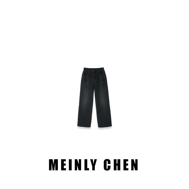 【MEINLY  CHEN】【鹅绒裤】高端设计师款百搭深冬加厚直筒牛仔裤2583