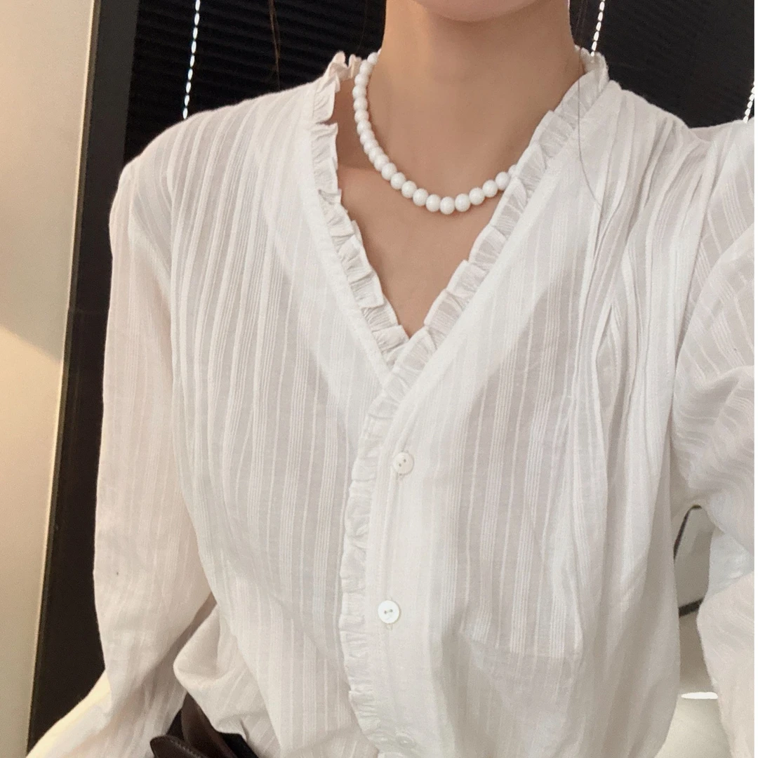 【丽姐女装】白仙子衬衫｜ 肌理感清新气质轻柔百搭全棉衬衫W81215