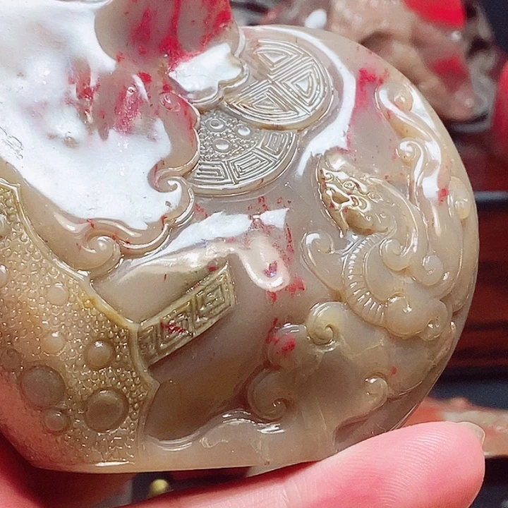 昌化石積**福鸡血石小摆件