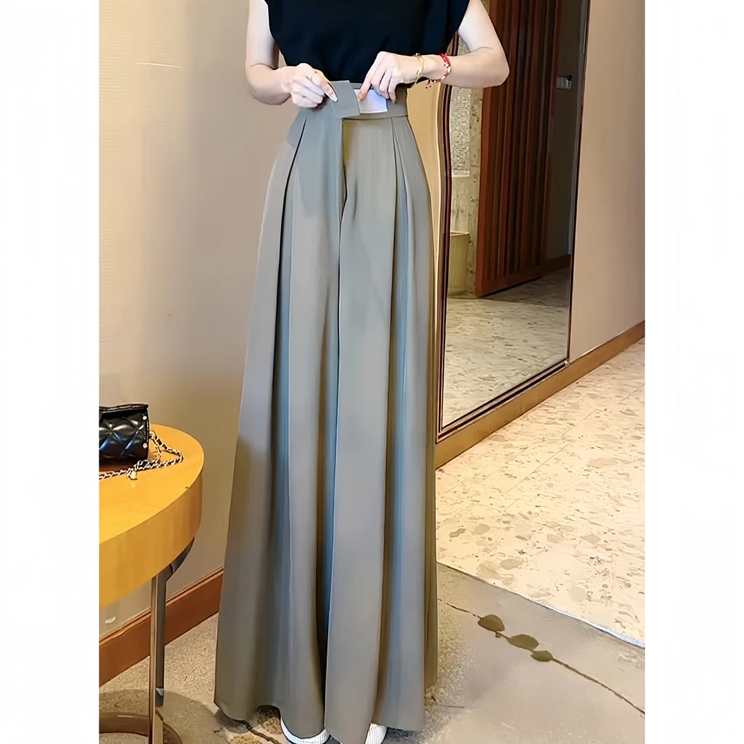 2025夏季新款设计感高腰阔腿裤裙女宽松显瘦休闲百搭垂感休闲裤子