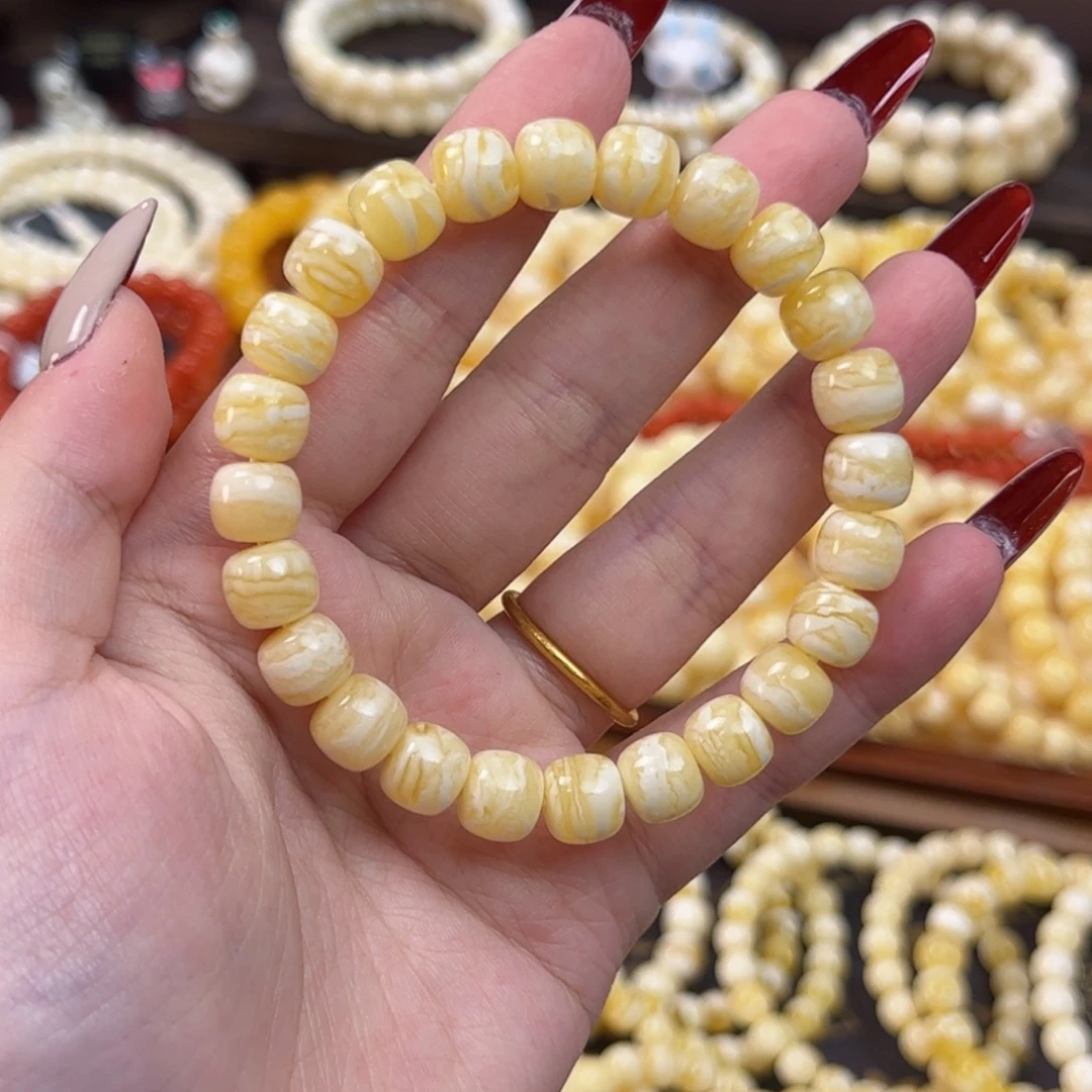 琥珀未镶嵌手链同料虎皮9.5