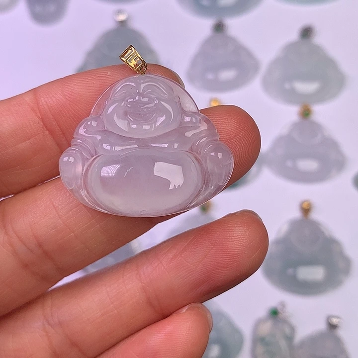 翡翠18K金镶嵌颈饰缅甸翡翠A货