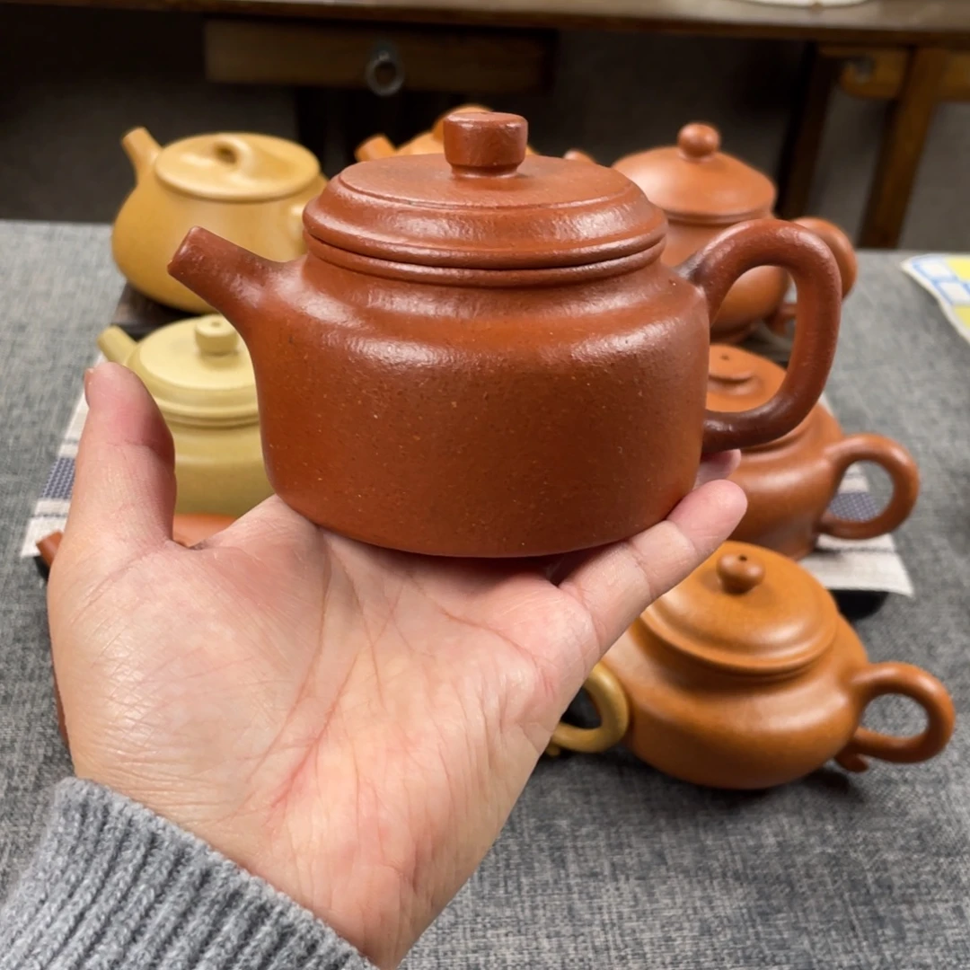茶壶紫砂红降坡德钟全手纯红20目200手工泥