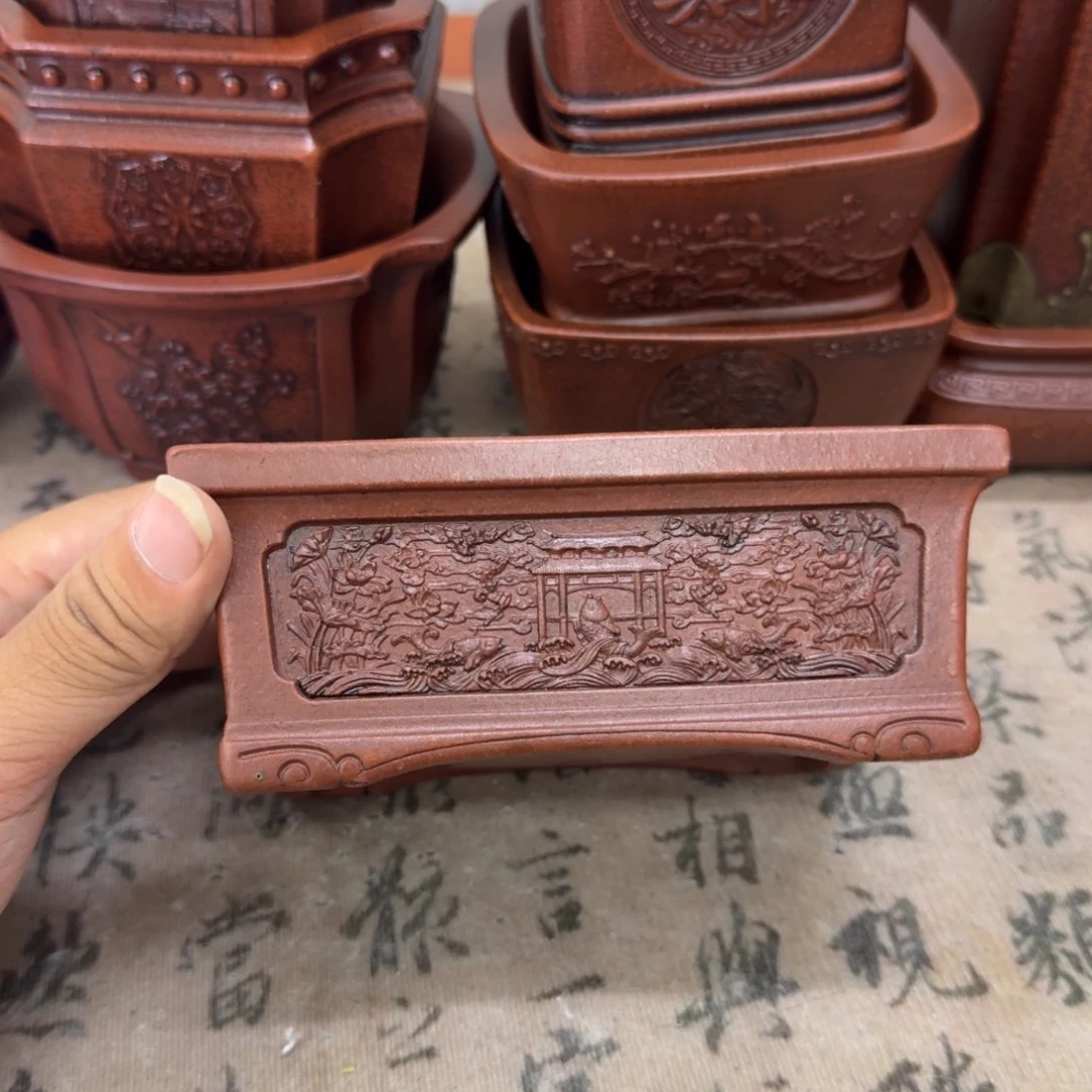 紫砂花盆13.5x10x5.5内经紫砂花盆