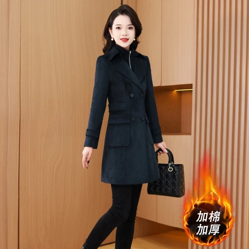 品牌贵夫人气质中长外套女2025秋冬新款加棉加厚洋气收腰爆款大衣