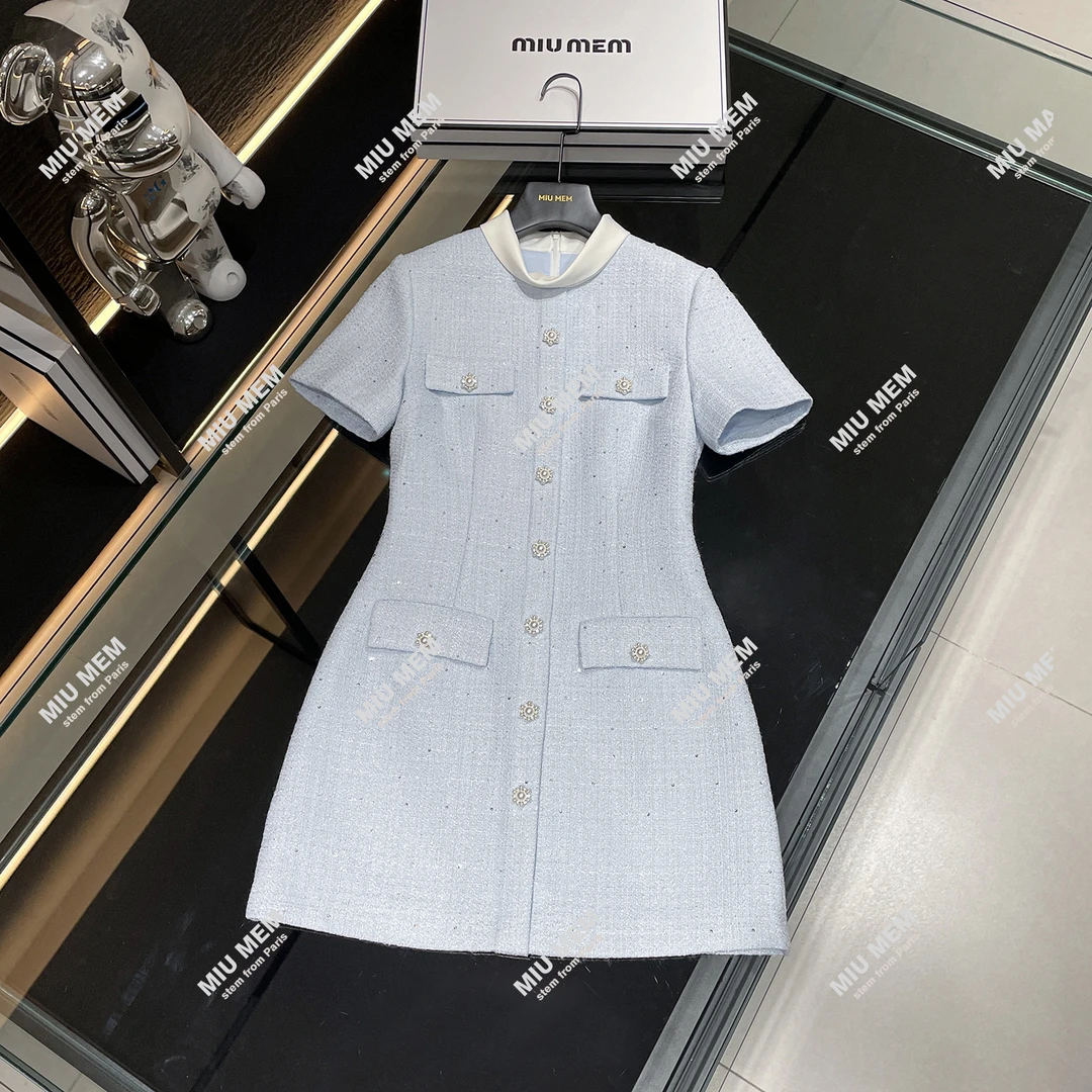 小香风轻奢时尚夏季收腰修身连衣裙女DY6448