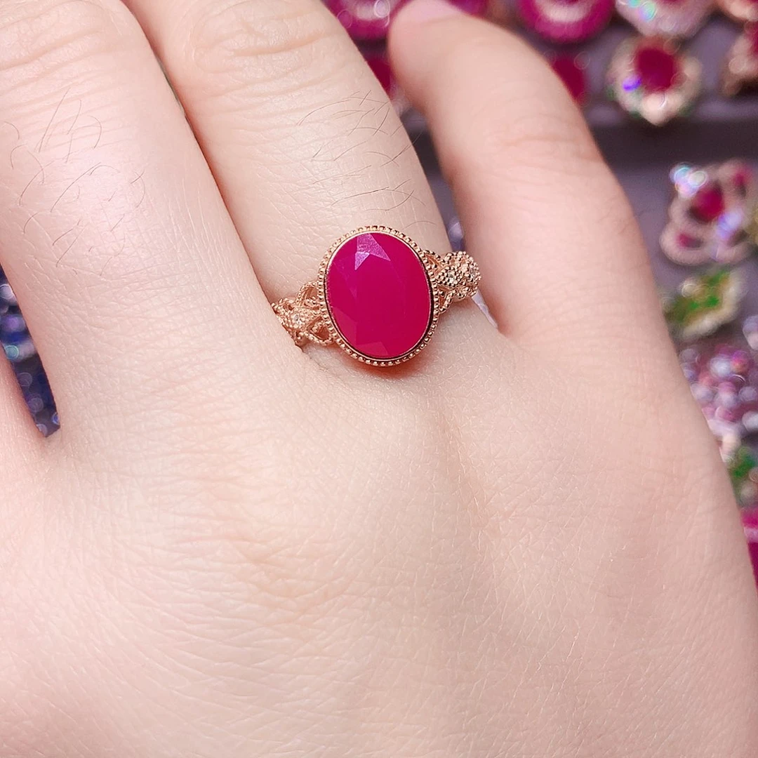 银S925镶嵌戒指红宝石