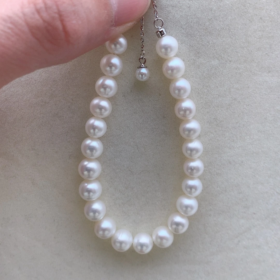 淡水珍珠7-8mm无核手链银S925镶嵌