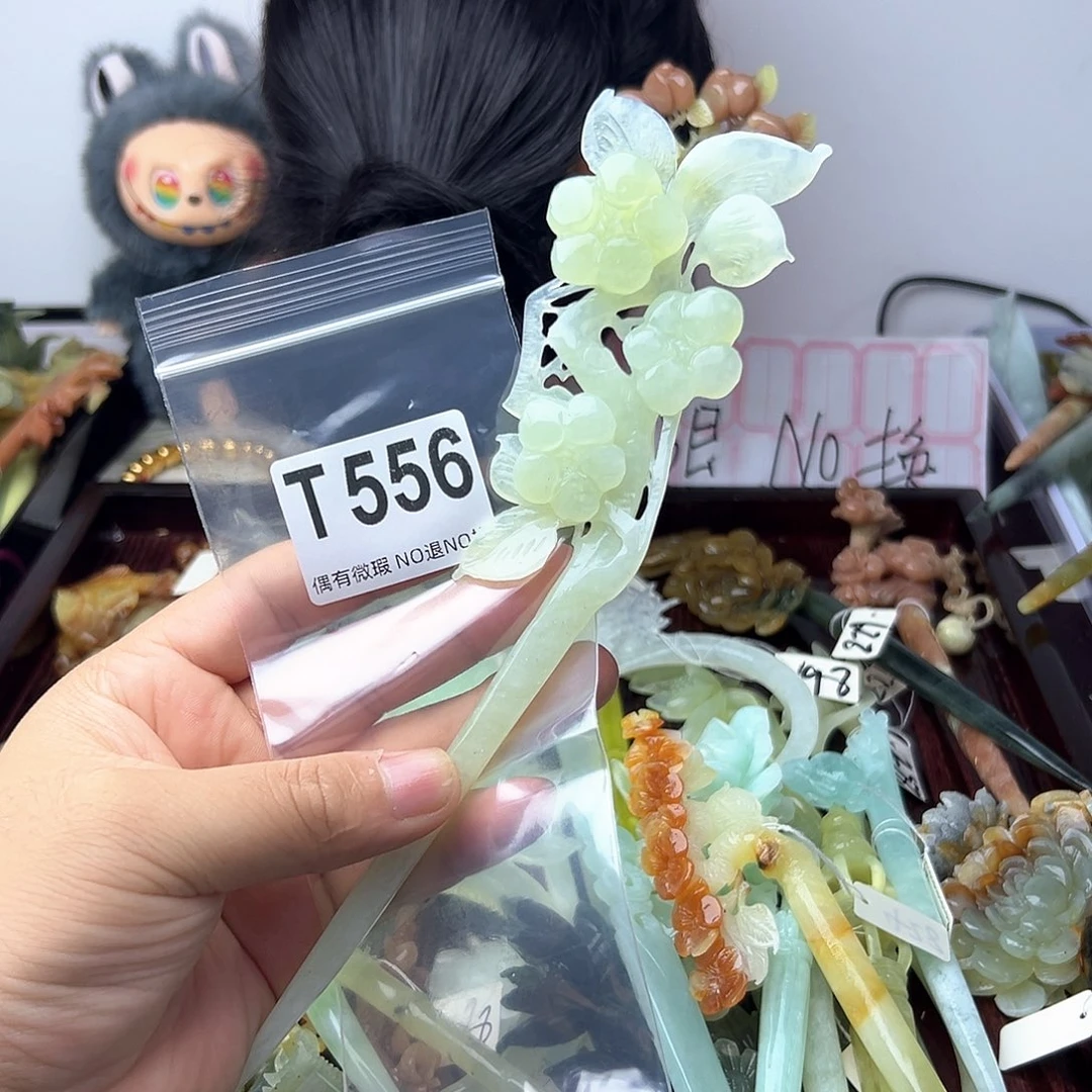 蛇纹石玉合金发饰玲***3