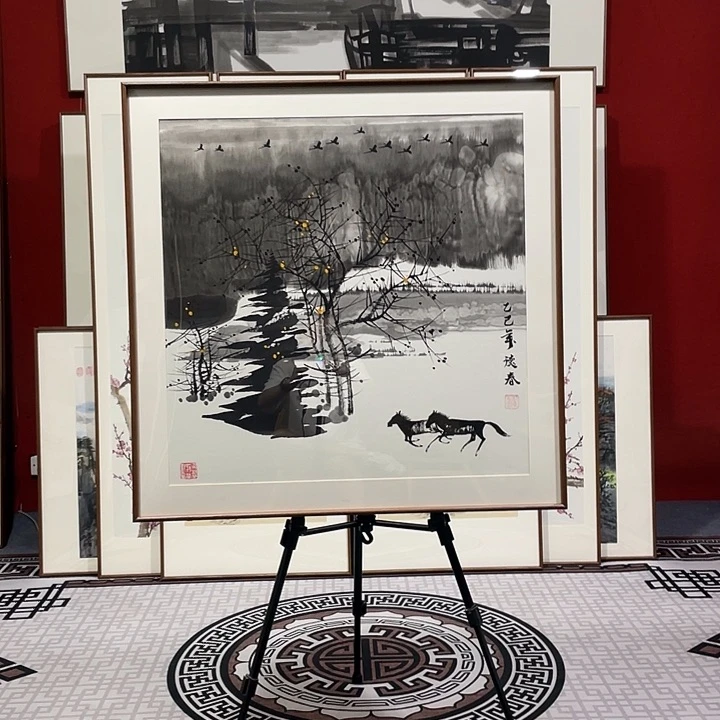 国画手绘作品带框
