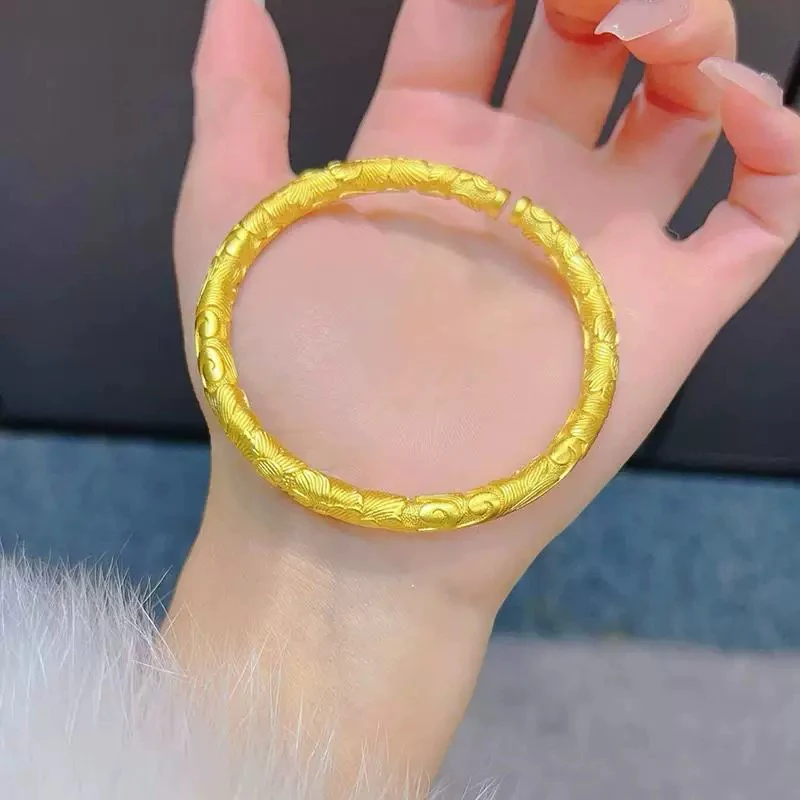 足银手镯 足银牡丹花手镯女款时尚经典传承