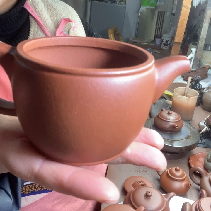 紫砂茶壶汉瓦瑕疵枣红泥