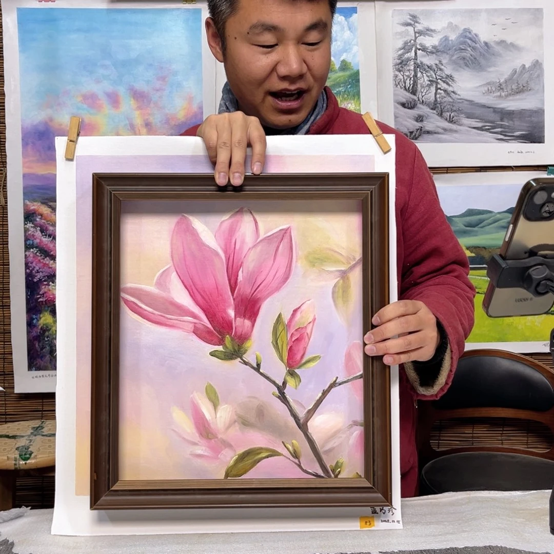 油画行路人小院绘画作品竞拍