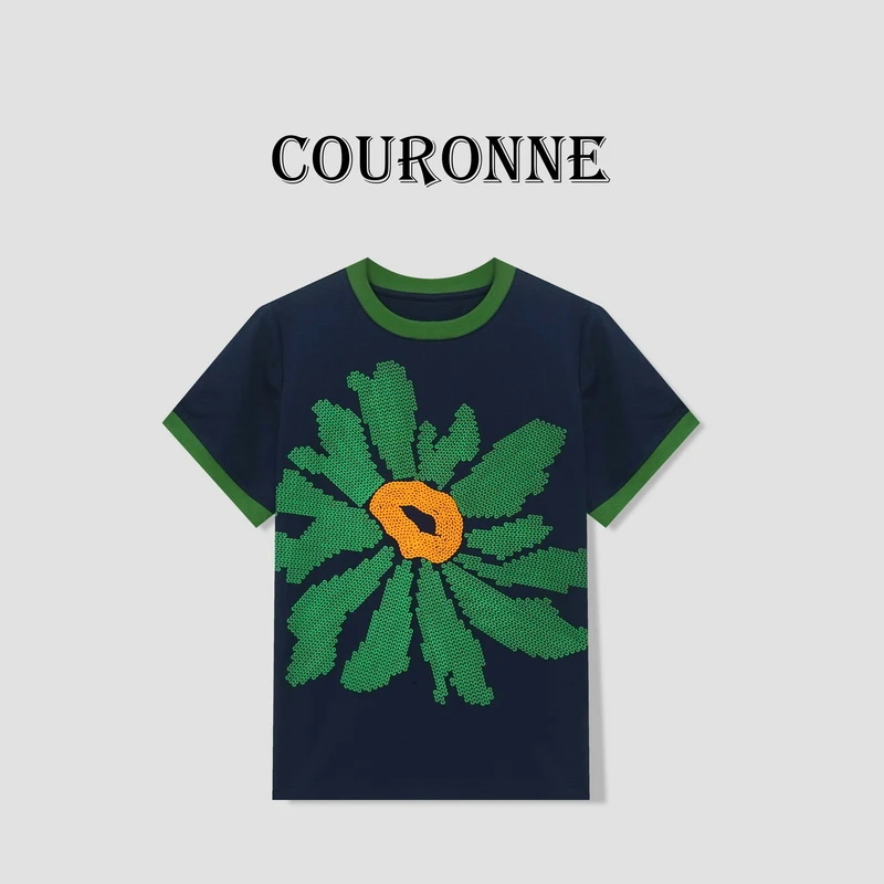 【桐桐】-潮牌设计感百搭潮酷修身显瘦百搭圆领短袖上衣23404