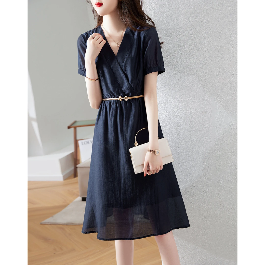 【温柔气质】2025年夏季新款优雅气质中长款舒适日常连衣裙6189