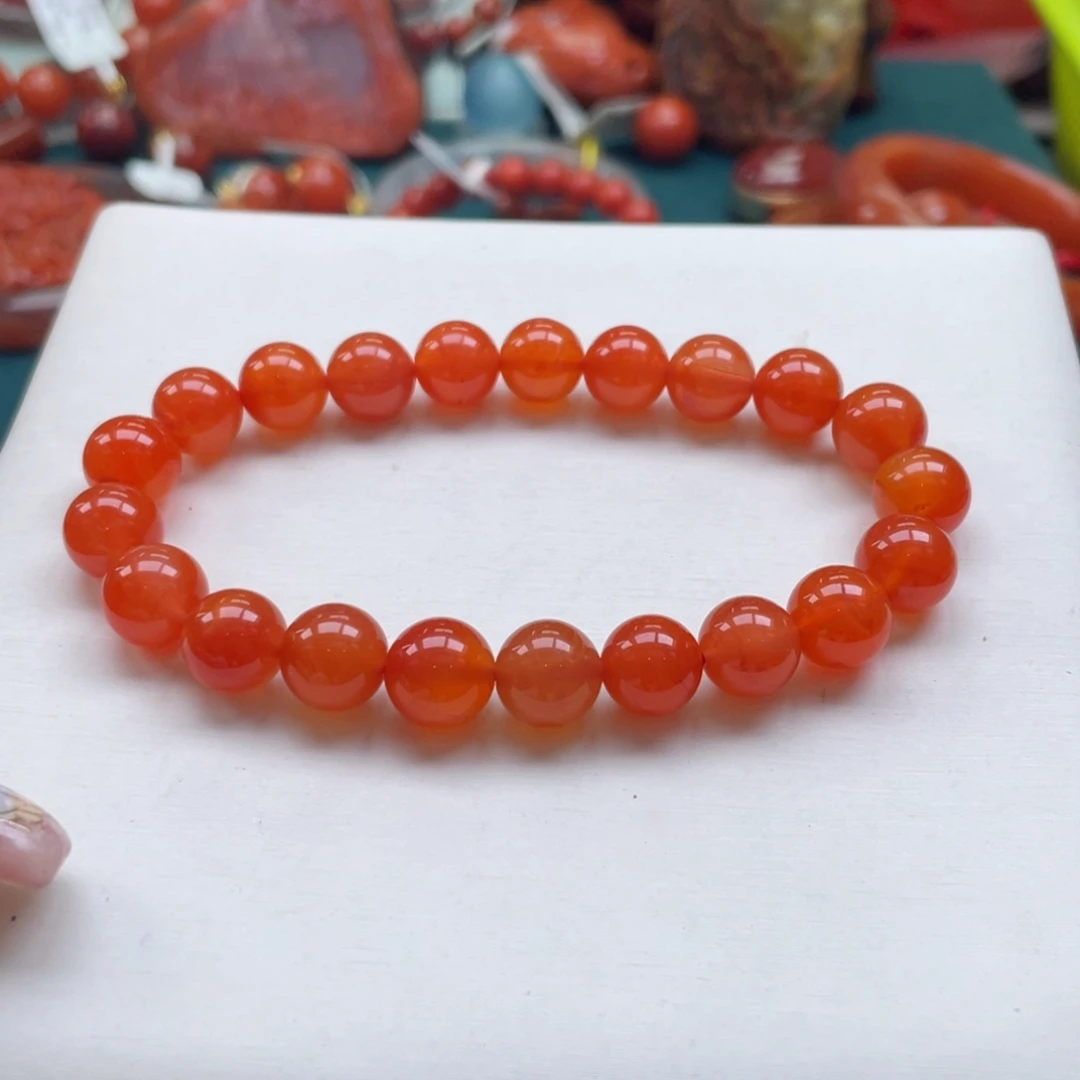 南红玛瑙未镶嵌保山南红冰红单圈10+mm