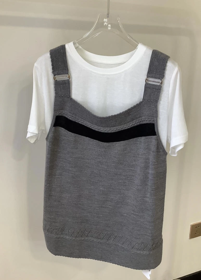 【柏卉服饰】针织背心短袖两件套