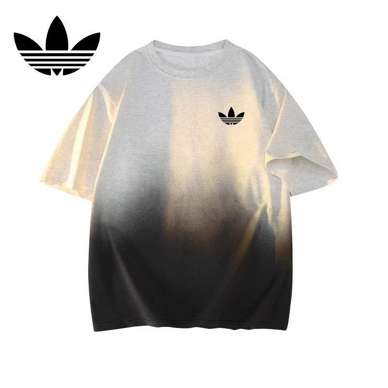 一折专区丨【男女同款】渐变圆领短袖t恤男士夏季新款宽松休闲半袖