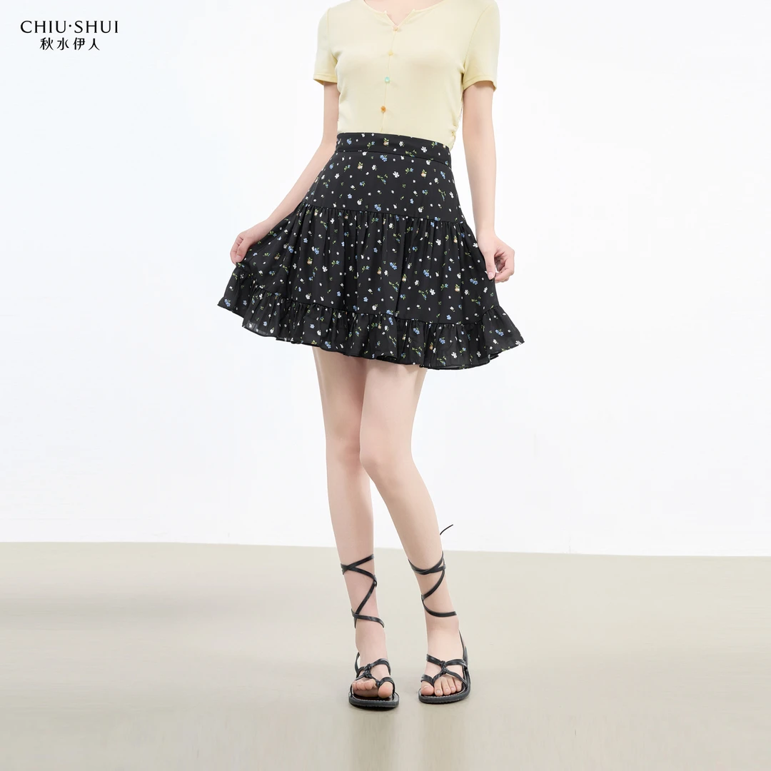 秋水伊人小碎花蛋糕裙2025年夏季新款女优雅半身裙625203A090424