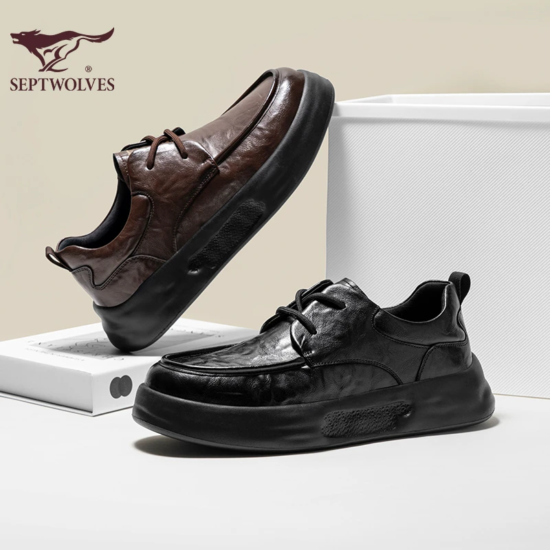 七匹狼25年秋冬新款软底软面通勤百搭轻量轻防水防滑复古休闲皮鞋