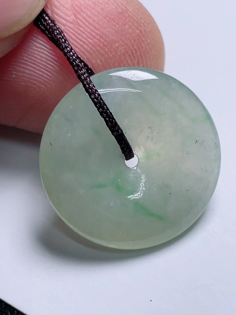 缅甸天然翡翠A货冰种平安扣吊坠（尺寸16.7-3.6）