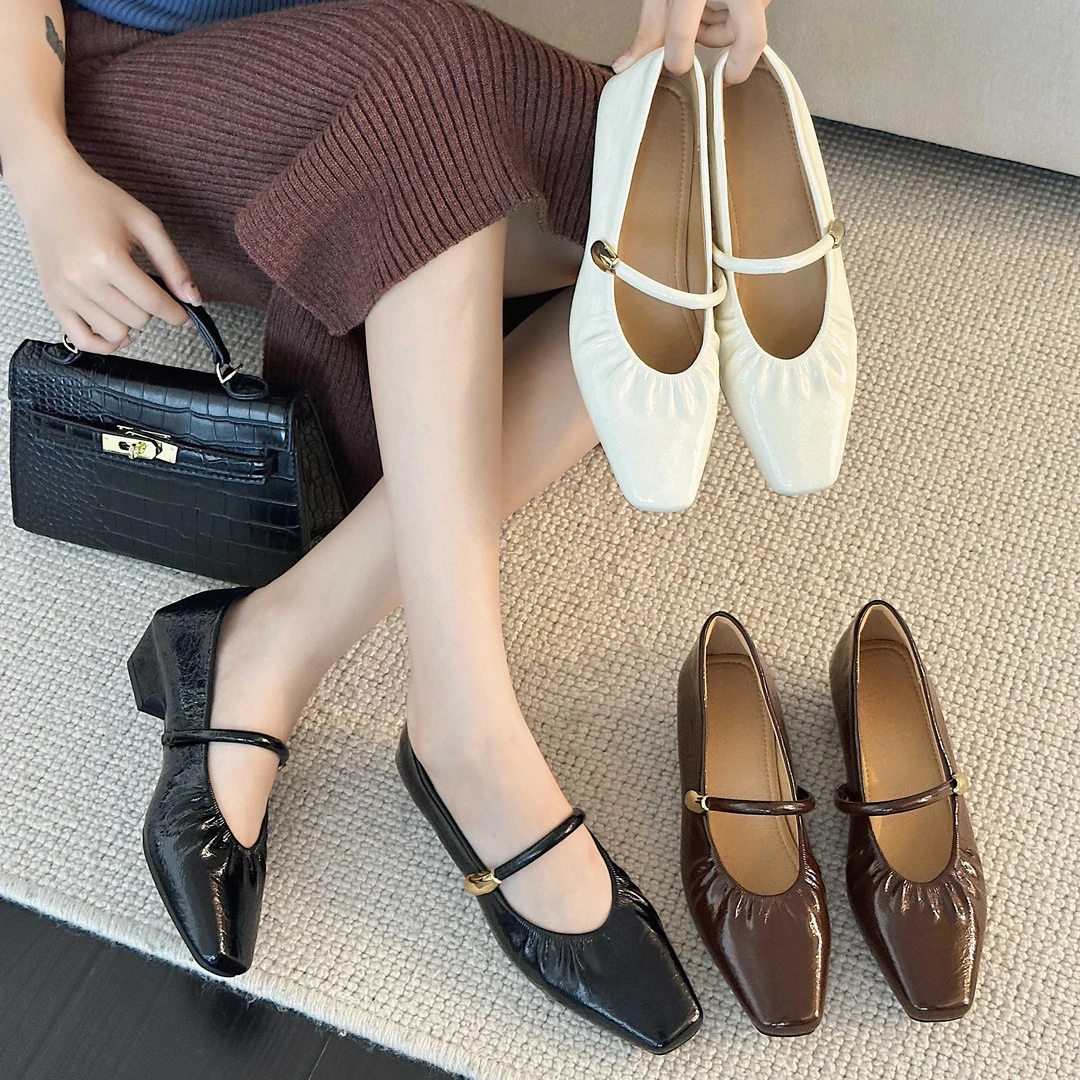品牌小香风秋季新款学院风方跟浅口防滑单鞋高跟跟鞋中跟百搭鞋子
