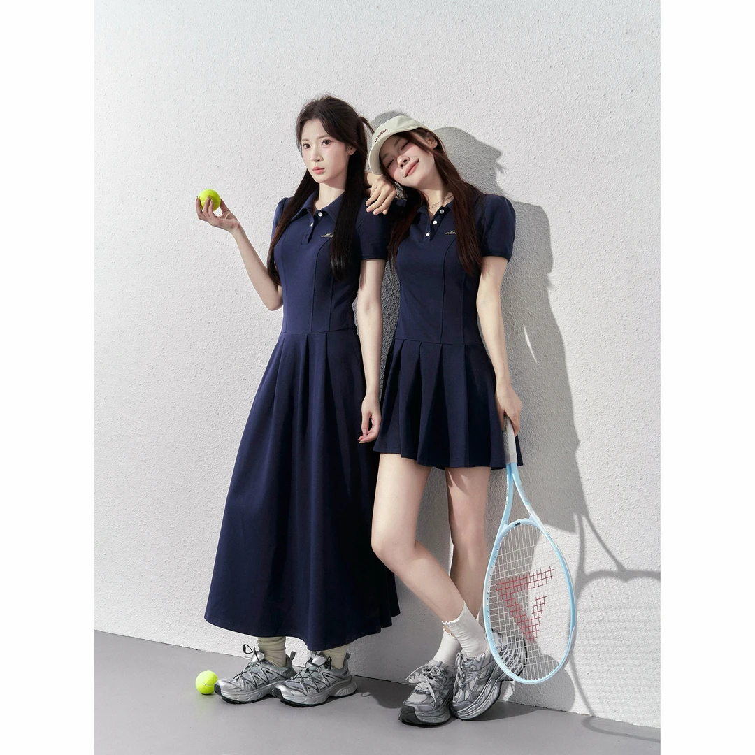 【小野莓】韩版气质甜酷翻领收腰显瘦休闲运动长短款连衣裙BL17813