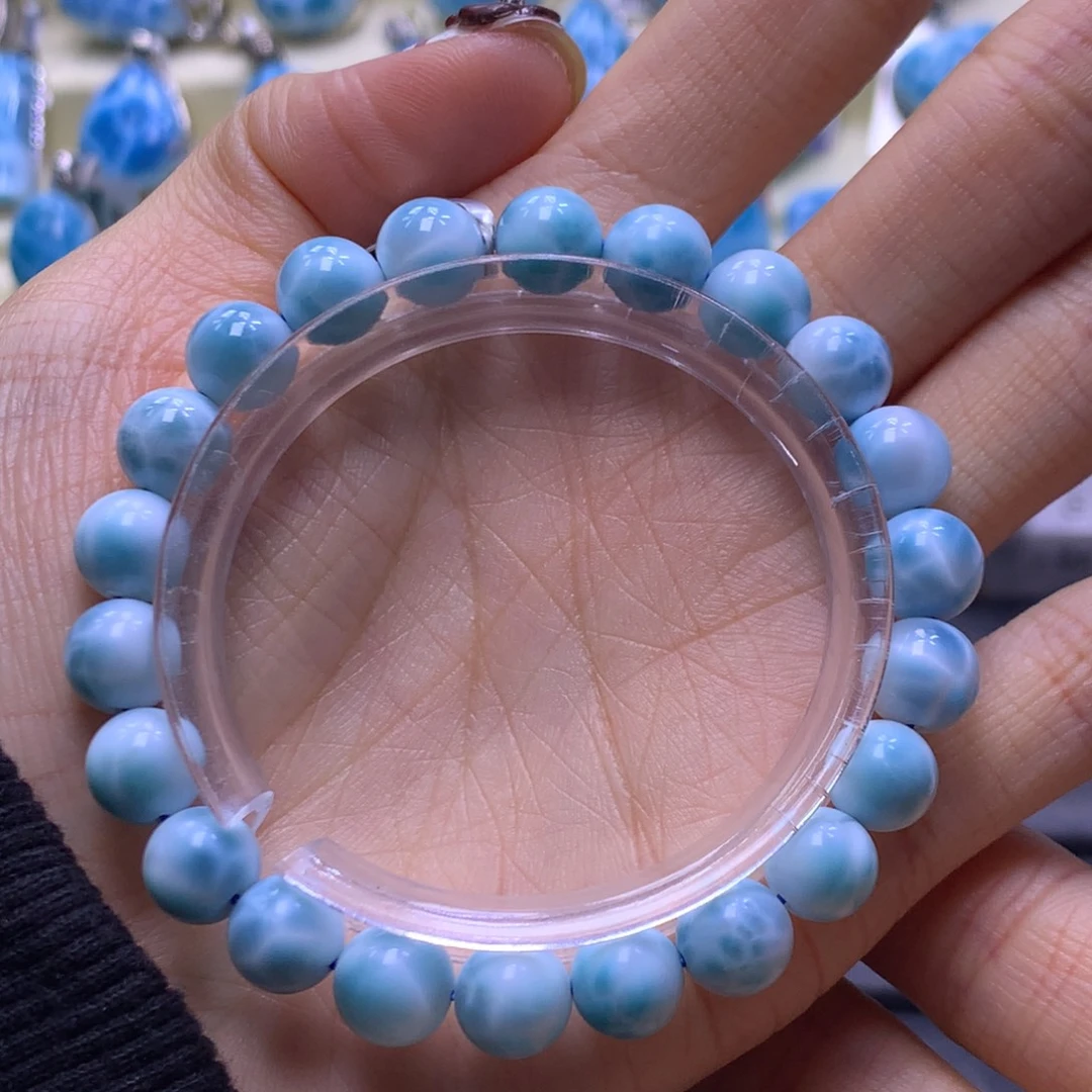 针钠钙石（海纹石）未镶嵌手链性价8mm手串色差略异