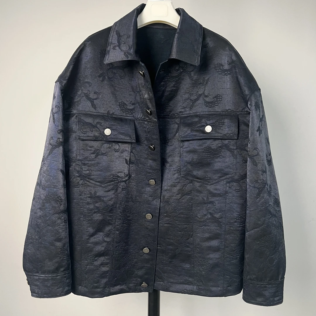 K602-新款桑蚕丝真丝衬衫上衣高端男装长袖开衫外套