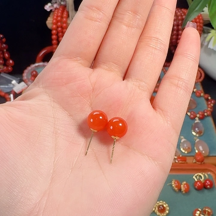 南红玛瑙银S925镶嵌8+